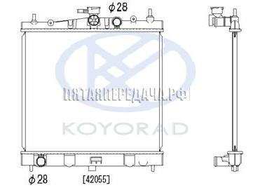 NISSAN MICRA (03-), NISSAN NOTE (06-), NISSAN TIIDA (07-), CLIO (06-) радиатор охлаждения MT 1.2, 1.4 (KOYO) для Nissan Tiida, Versa  C11, код 21410AX600, фотографии, изображения, фото, где купить, цена, схема